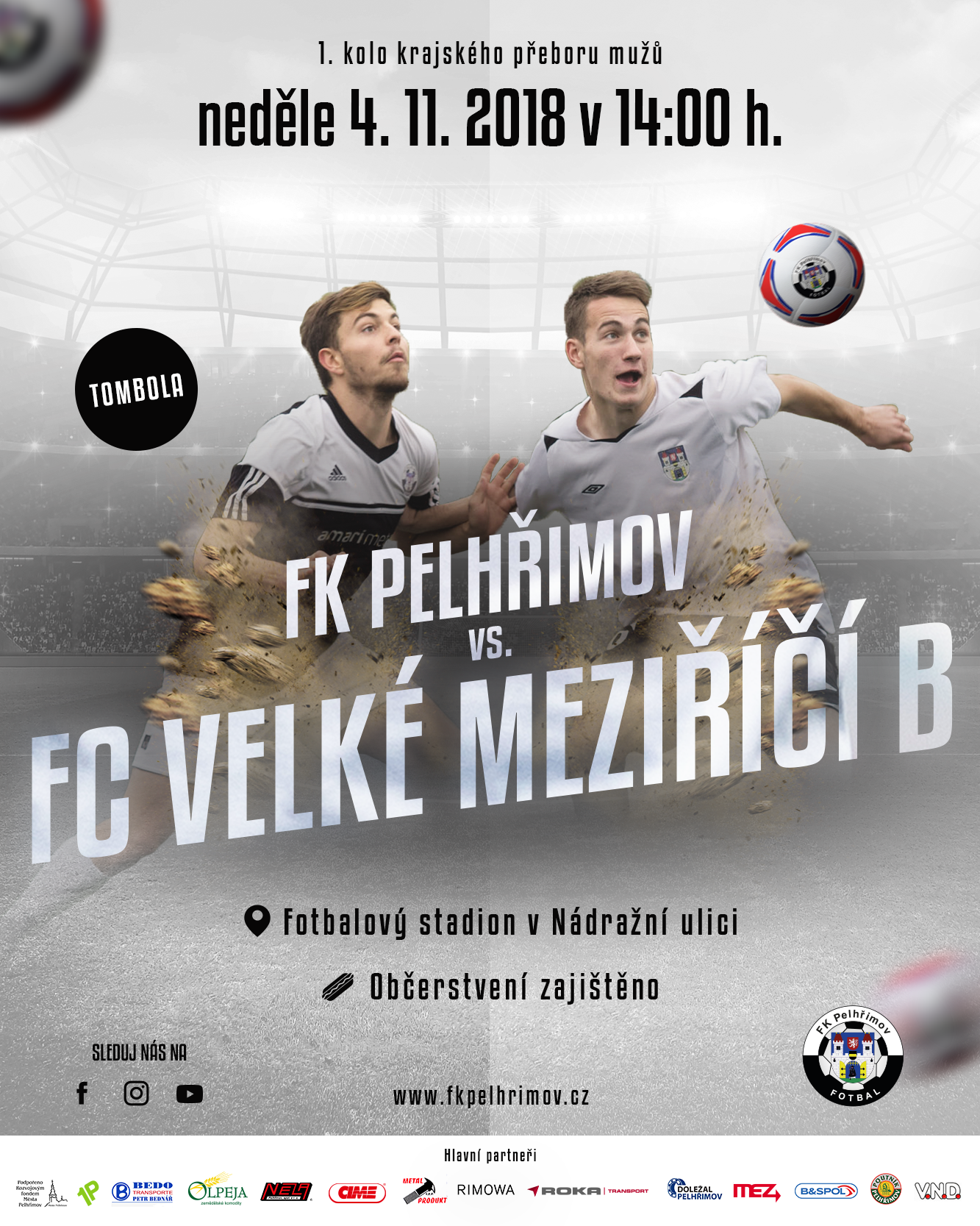 Pozvánka na utkání FK Pelhřimov – FC Velké Meziříčí (2018-11-04, krajský přebor mužů)